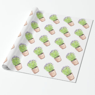 Papel De Regalo Hierbas de lavanda acuarela Flores púrpuras Violet