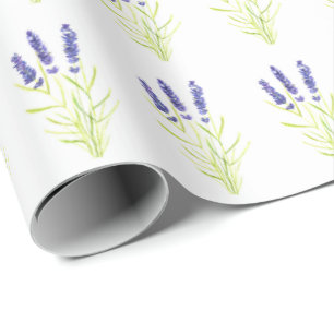 Papel De Regalo Hierbas de lavanda Flores Lilac Violet Watercolor 