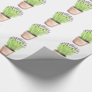 Papel De Regalo Hierbas de lavanda Flores púrpuras de acuarela Vio