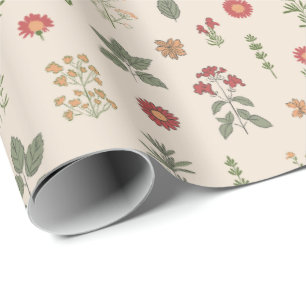 Papel De Regalo Hierbas Silvestres Rústicas   Botánico Herbario Vi