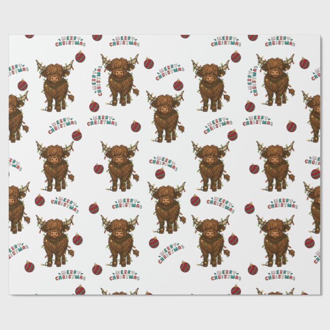 Papel De Regalo Highland Cow Christmas Wrapping Paper (Superficie plana)