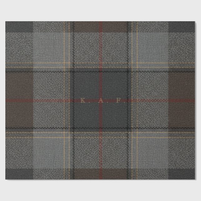 Papel De Regalo Highland Dispatch Tartan Custom Monogram Gift Wrap (Superficie plana)