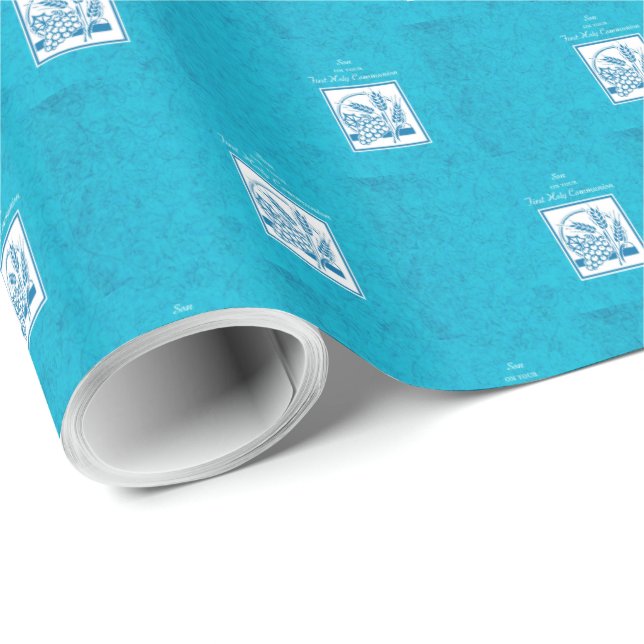 Papel De Regalo Hijo, Primera Comunión, Trigo, Uvas Azules (Esquina del rollo)