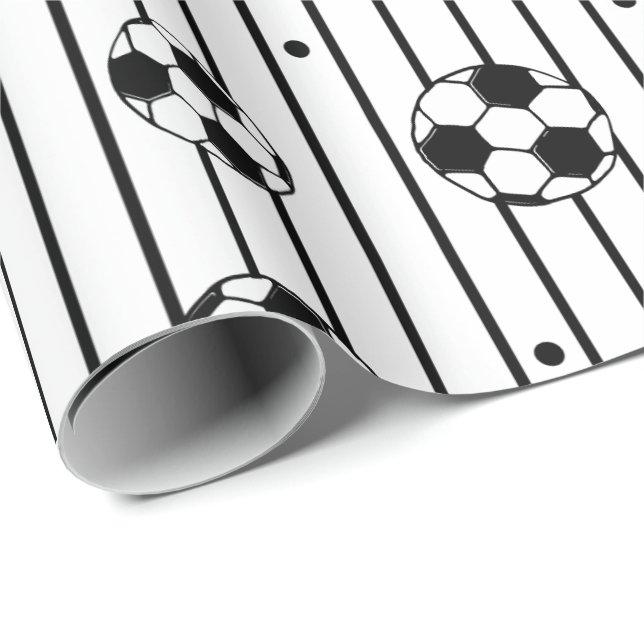 Papel De Regalo Hinchas de fútbol Black White Stripes (Esquina del rollo)