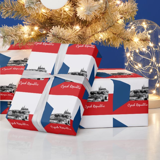Papel De Regalo Hinchas de la bandera checa, de Praga y de la Repú (Vacaciones)