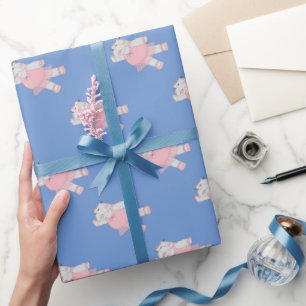 Papel De Regalo Hipopótamo Bailarina Azul de illusima