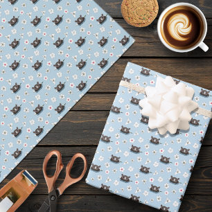 Papel De Regalo Hipopótamo Loto Blanco Azul