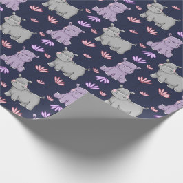 Papel De Regalo Hipótamos y flores felices