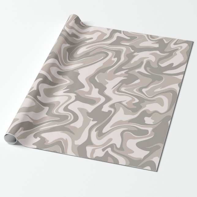 Papel De Regalo Hippie 70 Gray Marble Liquid Swirl Boho Patrón (Desenrollado)