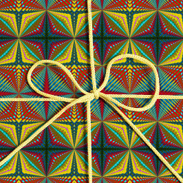 Papel De Regalo Hippie Rojo Azul Amarillo Amarillo Verde Trippy Ea