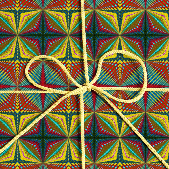 Papel De Regalo Hippie Rojo Azul Amarillo Amarillo Verde Trippy Ea (Subido por el creador)