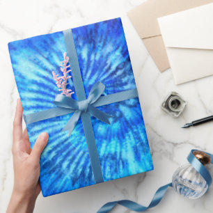 Papel De Regalo Hippie Tie Dye Pattern Watercolor Azul Moderno