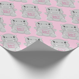 Papel De Regalo Hippo Baby Shower Pink