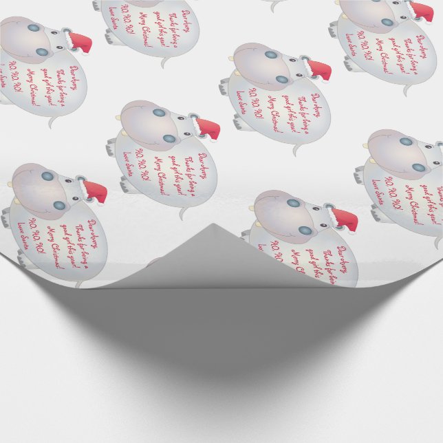 Papel De Regalo Hippo Hipopótamo Carta de Santa Navidades (Esquina)