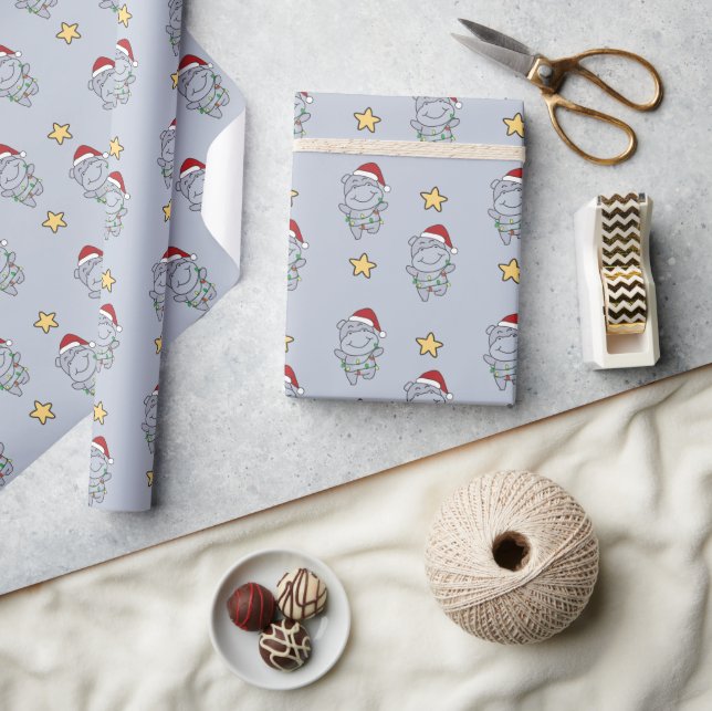 Papel De Regalo Hippo Navidades Animales de Invierno Hippos Pap En (Artesanía)
