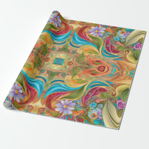 Papel De Regalo Hippy Orgánica Girada Retro