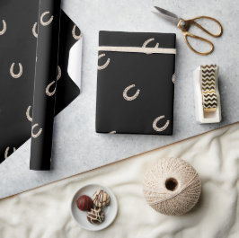 Papel De Regalo Híptico de caballos de Lucky Ecuestre Negro