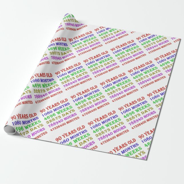 Papel De Regalo Hitos de cumpleaños número 90 (Desenrollado)