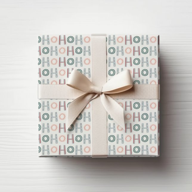 Papel de regalo Ho Ho Ho (Modern Christmas Holiday Ho Ho Ho Wrapping Paper by Painted Paperie
)