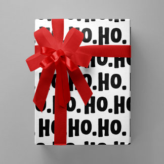 Papel De Regalo Ho. Ho. Ho. Chic & Divertido Navidad en Blanco y N