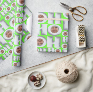 Papel de regalo HO HO HO con foto personalizada –
