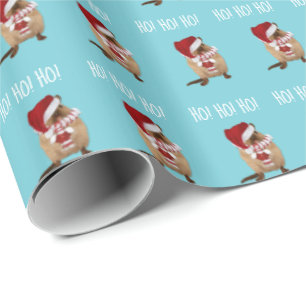 Papel De Regalo ¡Ho! ¡Ho! ¡Ho! Gerbil en el gorra, la bufanda y