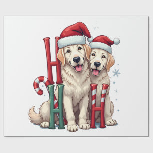 Papel De Regalo Ho Ho Ho Gran Pirineo Amante Perro Navidad Santa