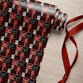 Papel De Regalo Ho Ho Ho Ho Typography Navidades Black