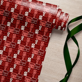 Papel De Regalo Ho Ho Ho Ho Typography Navidades Red