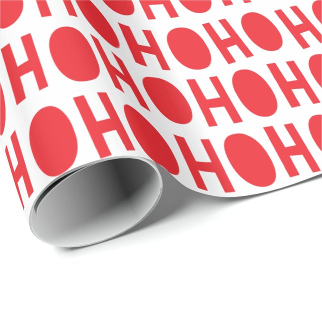Papel De Regalo Ho Ho Ho regalo temático blanco rojo del navidad (Esquina del rollo)