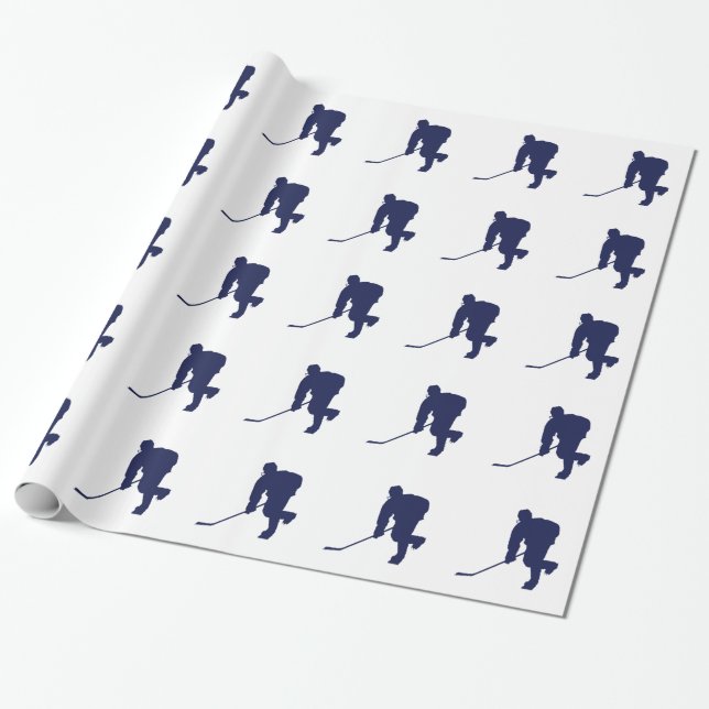 PAPEL DE REGALO HOCKEY AZUL Y BLANCO (Desenrollado)