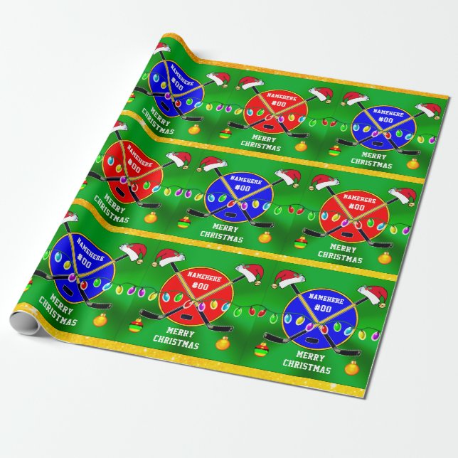 Papel De Regalo HOCKEY Navidades Wrapping Paper, PERSONALIZADO (Desenrollado)