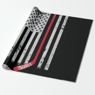 Papel De Regalo Hockey Red Stick Bandera Americana Hockey Hockey H
