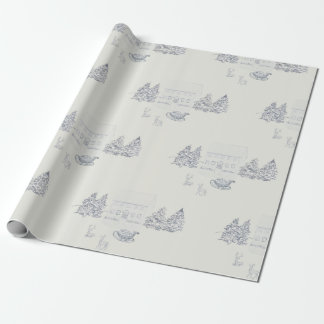 Papel De Regalo Hogar acogedor de Navidad en Nueva Inglaterra (gra