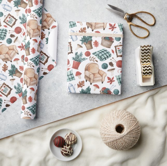 Papel De Regalo Hogar Acogedor de Otoño  (Artesanía)