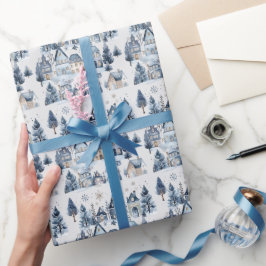 Papel De Regalo Hogares de Navidades de la Tierra del Invierno Cum