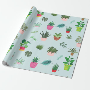 Papel De Regalo Hogares en ollas y hojas verdes