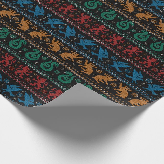 Papel De Regalo HOGWARTS™ Patrón de ajuste cruzado de animales dom (Esquina)