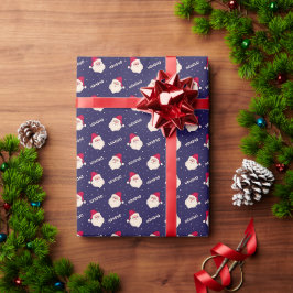 Papel De Regalo HOHOHO Santa Claus sobre el azul de la marina