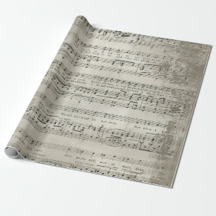 Papel De Regalo Hoja de Música Antigua Vieja-4
