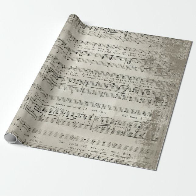 Papel De Regalo Hoja de Música Antigua Vieja-4 (Desenrollado)