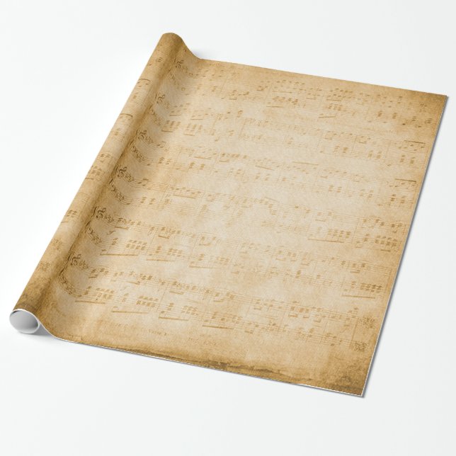 Papel De Regalo hoja de música antigua vintage (Desenrollado)