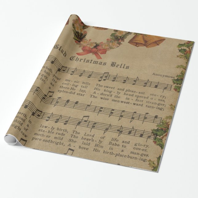 Papel De Regalo Hoja de música del villancico del navidad del (Desenrollado)