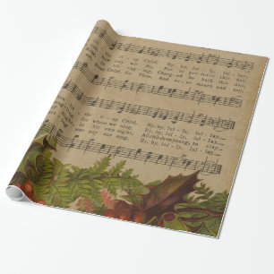 Papel De Regalo Hoja de música del villancico del navidad del