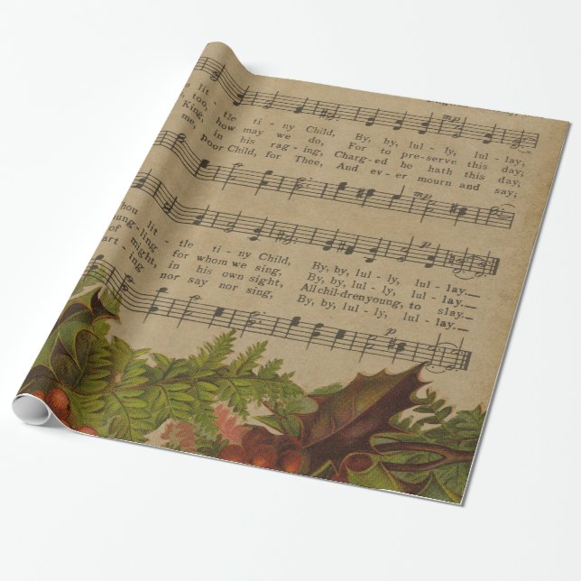 Papel De Regalo Hoja de música del villancico del navidad del (Desenrollado)