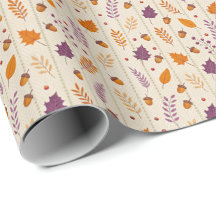 Papel de regalo Hoja de Otoño en Lavanda Suave y Ó