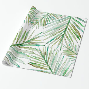 Papel De Regalo Hoja de palma tropical de la acuarela