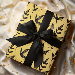 Papel De Regalo Hoja de patrón mínimo negro y oro