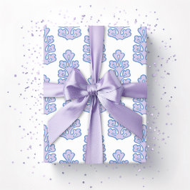 Papel De Regalo Hoja de roble en azul y púrpura