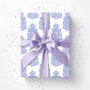 Papel De Regalo Hoja de roble en azul y púrpura